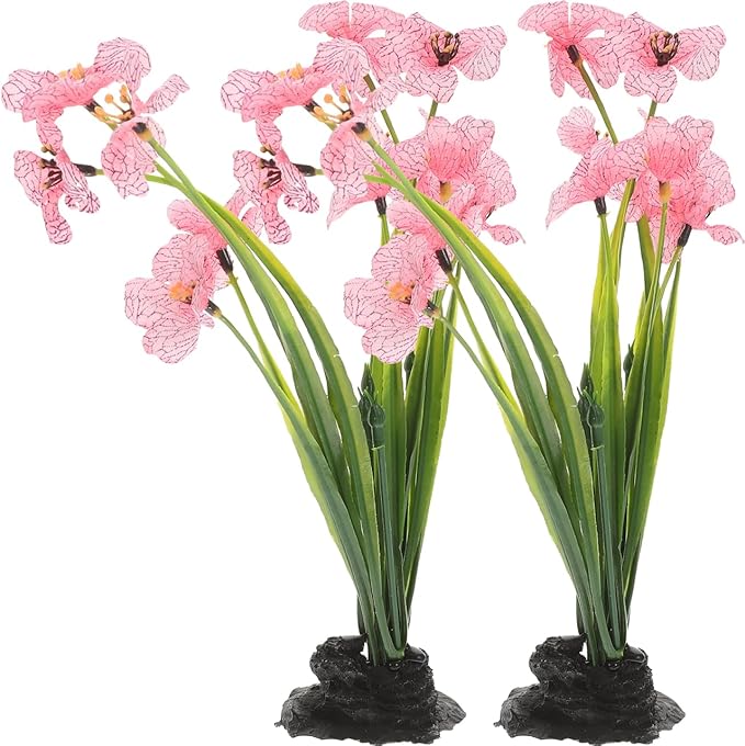 Garneck 2pcs Fake Fish Tank Decorations Aquarium Plants: Pink Artificial Plastic Aquarium Plant Ornaments for Desktop Betta Freshwater Fish Tank Accessories Decor