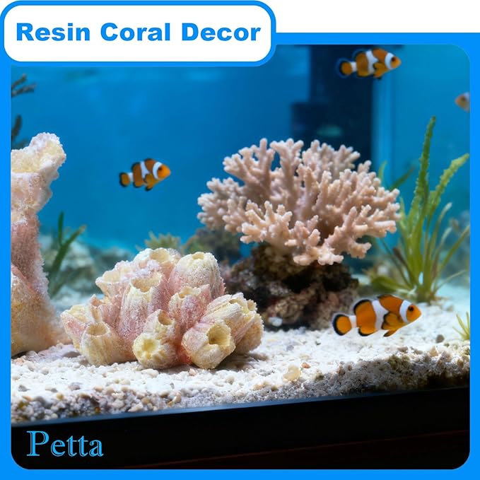 Resin Coral Plant Decorations Artificial Ornament Decor Resin Colorful Coral Reef Decoration Accessories for Betta Fish Tank Aquarium Landscape,Medium,1 Pcs