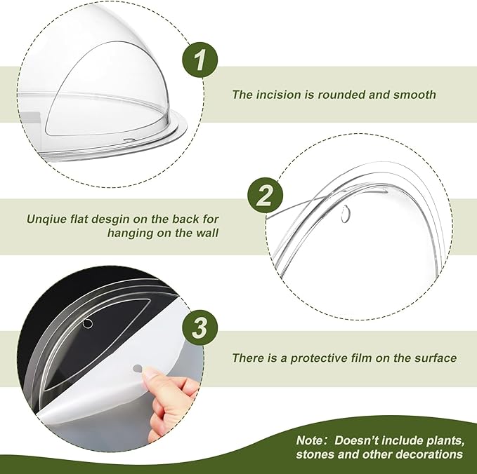 Ziliny 2 Pcs Hanging Wall 1 Gallon Fish Bowls Acrylic Clear Wall Fish Tank for Beta Aquariums Mounted Plant Bubbl Ecosphere Decor