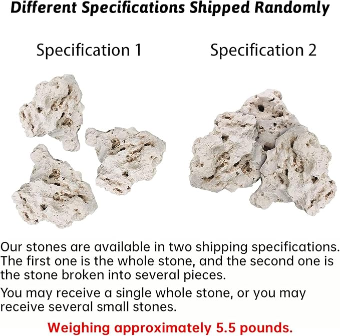 Hamiledyi Aquarium Holey Rock Stone White Coral Ornament Sea Base Rocks for Aquarium Aquascaping Natural Limestone Decor for Fish Tank Aquatic Shrimp Pet Reptile Habitat (Random Size and Quantity)
