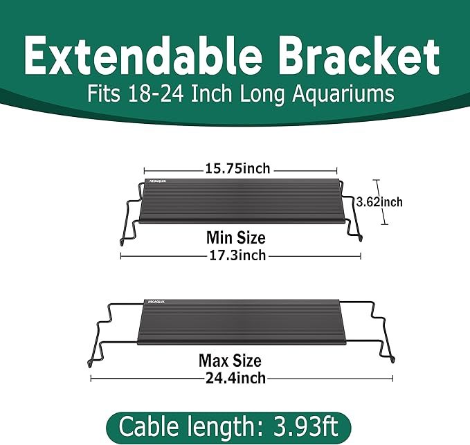 24/7 LED Aquarium Light for 18-24 Inch Plant & Fish Tank, 12-Color & Gradient & Full Spectrum with Auto On/Off, Brightness, Sunrise-Daylight-Moonlight, Extendable Brackets for Freshwater IP68