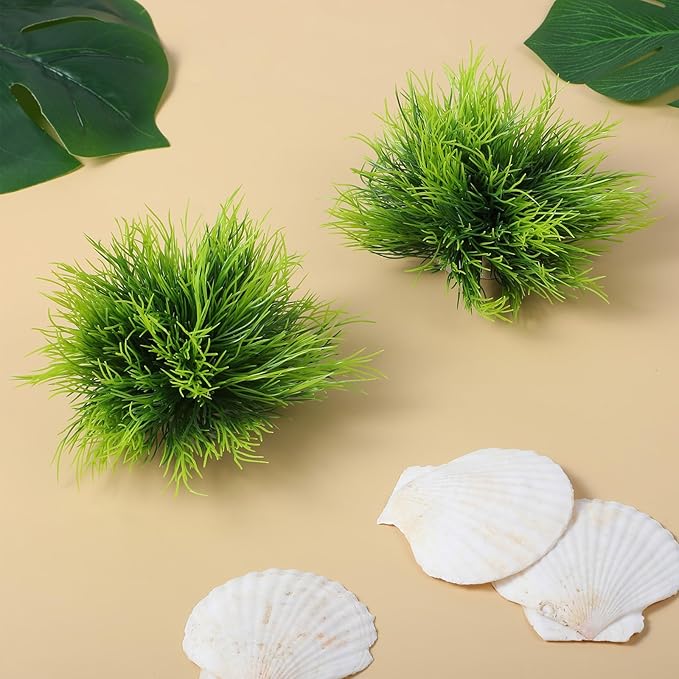 3 Pack Aquarium Plants, Realistic Plastic Fish Tank Plants Green Artificial Aquarium Decor Fish Tank Decorations for Aquascaping Reptile Terrariums