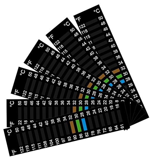 6 Pack Temperature Strips, Stick On Thermometer Strip 61-122°F 15-50°C, Aquarium Thermometer Strips for Aquarium