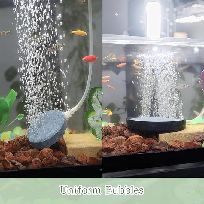 WishLotus Air Stones for Fish Tanks, 8/10cm Round Oxygen Diffuser Aquarium Air Stone with Check Valves and Control Valves Aquarium Bubble Disc for Fish Tank Small Ponds (8cm)