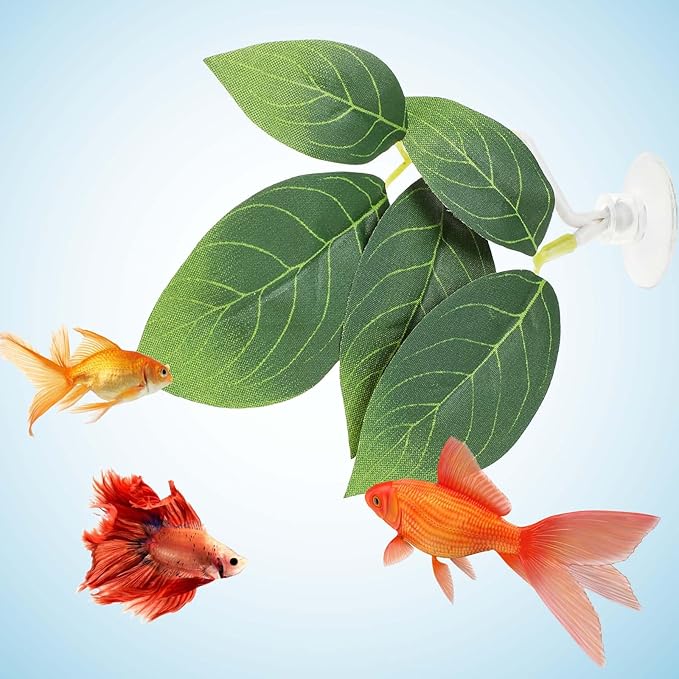Hariendny 3 Pcs Fish Tank Accessories Betta Fish Leaf Pad Aquarium Décor Simulating The Natural Habitat for Betta Spawning Grounds Resting Bed with Plastic Suction Cup