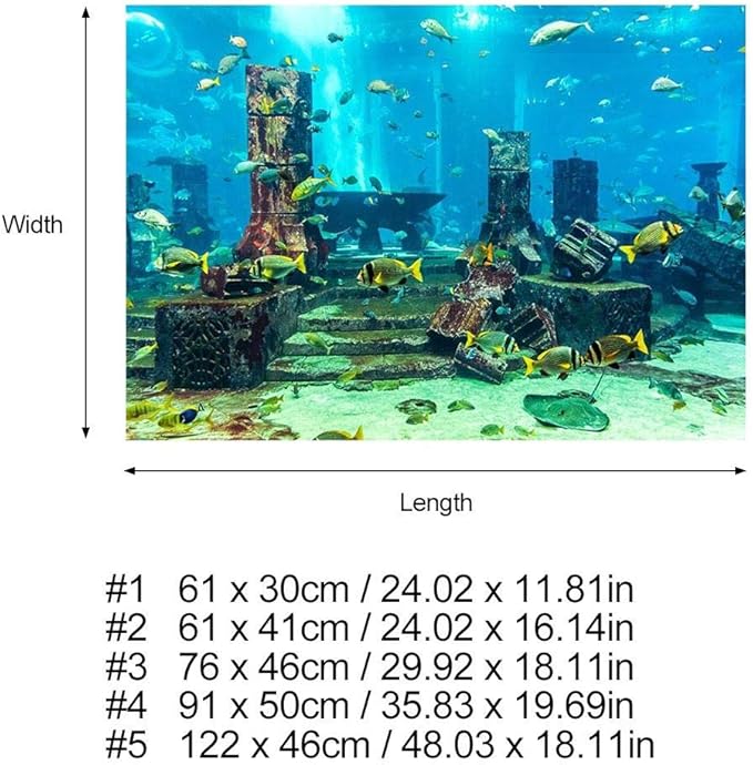 Fdit PVC Aquarium Background Underwater Poster Fish Wall Decorations Sticker for Aquarium (61 * 30cm)