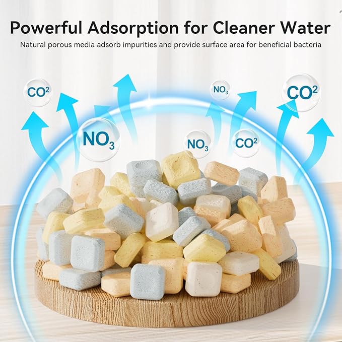 Aquarium Filter Media for Freshwater & Marine Tank Bio Filter Mix with Ceramic Block & Bio Balls, Helps Maintain Clear Water for Sump, Pond & Koi Fish Tanks