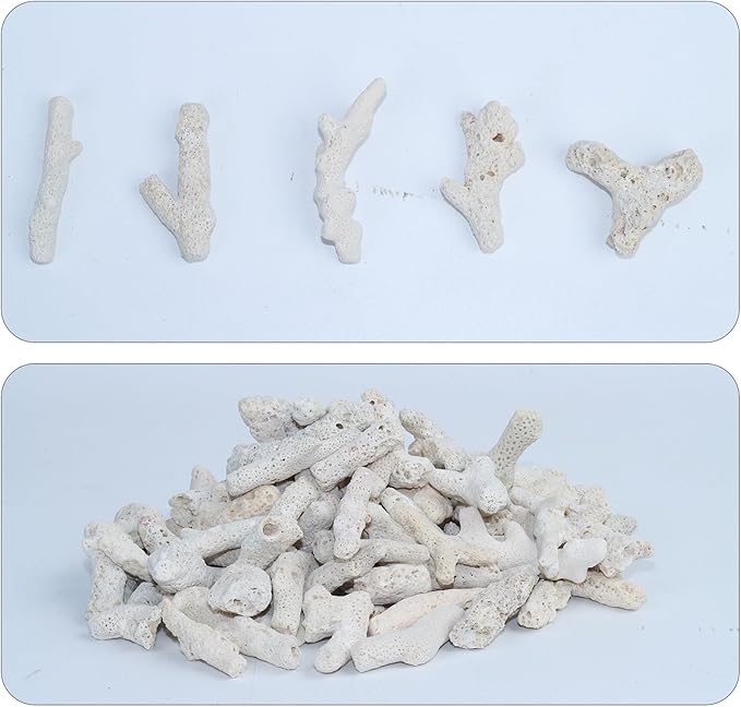 AnRui Natural Crushed Coral for Freshwater Aquarium, for Aquarium gh Corals to Raise ph in Freshwater Fish Tank Filter Media, 500g/1.1lb