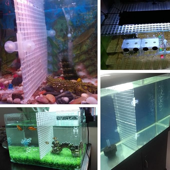 Aquarium Divider Tray Plastic Grid Aquarium Egg Crate Light Diffuser Fish for Tank Bottom Filter Plate 12x12 Inches Aquarium Heater Light Thermometers Gravel Sand Decorations Fish, White