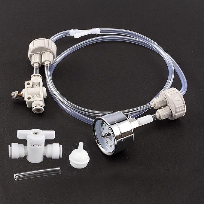 Zerodis Aquarium CO2 Generator, DIY Aquarium Planted CO2 System Kit Tube Valve Guage Bottle for Aquarium Moss Plant