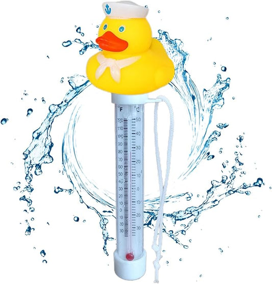 Pool Floating Thermometer, Bath Thermometer, Easy-Read Water Temperature Gauge with String, Duck Shape Floating Swimming Pool Thermometer, Temperature Gauge for Hot Tubs & Aquariums
