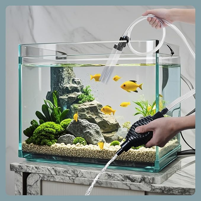 6ft Aquarium Siphon Vacuum Cleaner, Hand Siphon Pump Water Changer for Fish Tank Cleaning Gravel & Sand