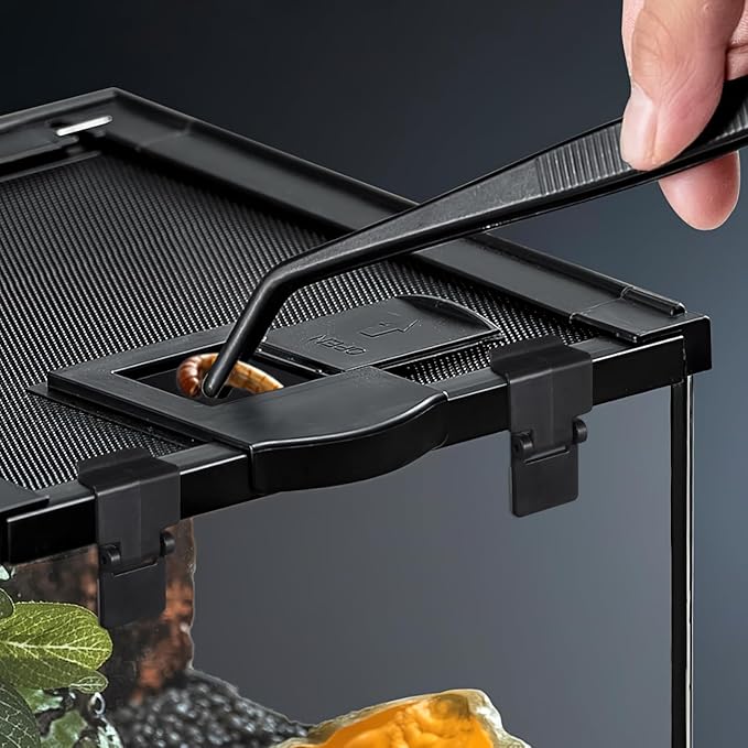 Mikikit 6Pcs Reptile Feeding Tank Buckles Turtle Terrarium Lid Locks Secure Latches for Amphibious Rainforest Turtle Tanks Easy Install Durable Plastic 1.96X1.18X0.98In