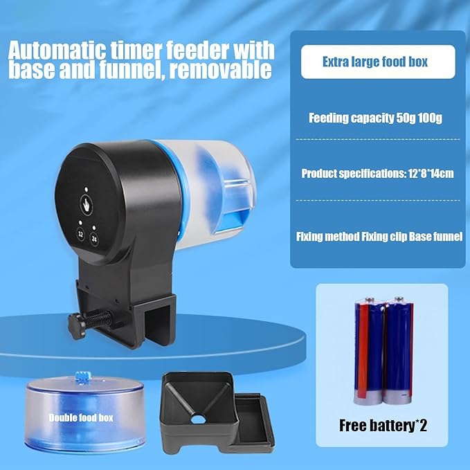 Automatic Fish Feeder for Aquarium | Adjustable Precision Food Dispenser with Timer - Battery Powered Feeder,for Home Dorm Office Apartment Bedroom Betta Turtle Goldfishes Koi