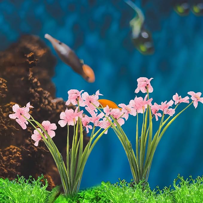 Garneck 2pcs Fake Fish Tank Decorations Aquarium Plants: Pink Artificial Plastic Aquarium Plant Ornaments for Desktop Betta Freshwater Fish Tank Accessories Decor