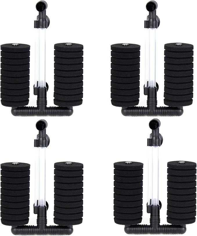 AQUANEAT 4 Pack Double Bio Sponge Filter, for Fry, Betta, Shrimp, Nano, Aquarium Fish Tank