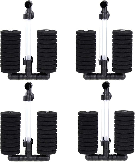AQUANEAT 4 Pack Double Bio Sponge Filter, for Fry, Betta, Shrimp, Nano, Aquarium Fish Tank