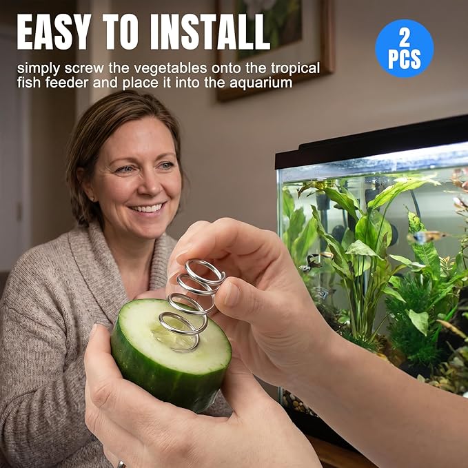 Fish Tank/Aquarium Vegetable Feeder,Bottom Sinking/Aquarium Vegetarian,Fresh Food Holder for Fish,Malawi Cichlid/pleco Fish/Clown Loach/Snails etc,2 Pack