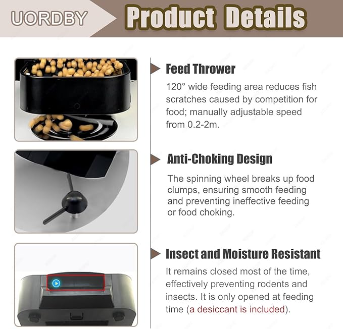 Pond Fish Feeder, Solar Powered Automatic Fish Feeder, Large Capacity 4L/10L/20L,Support Wi-fi and Solar Panel Charging, for Outdoor Fish Ponds Black-4L