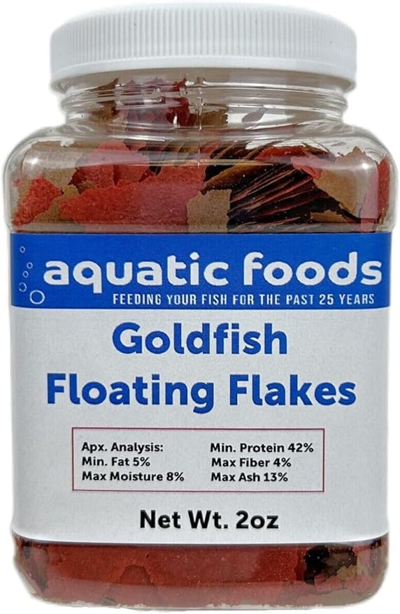 Goldfish Flakes, 42% Protein Color Enhancing and Spirulina Flakes for Aquarium & Pond Goldfish, Koi and All Pond Fish...WL 2oz Sm Jar