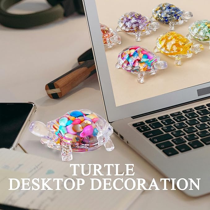 Crystal Glass Turtle Decor Shells Statue Coastal Aquarium Decor, Zen Home Ornament for Turtle Lovers, Ocean-Themed Collector Gift (3.35 Inch)