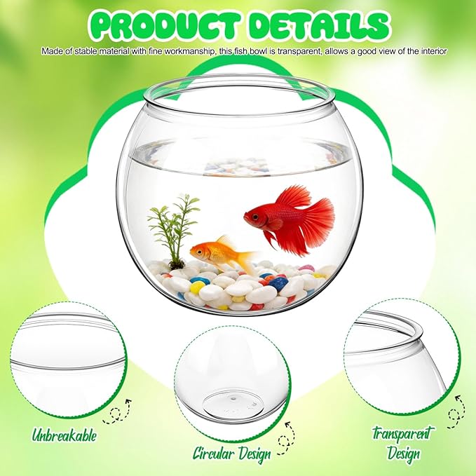 Lurrose Tabletop Fish Tank Plastic Fish Tank Globe Fbowl Clear Feeding Container
