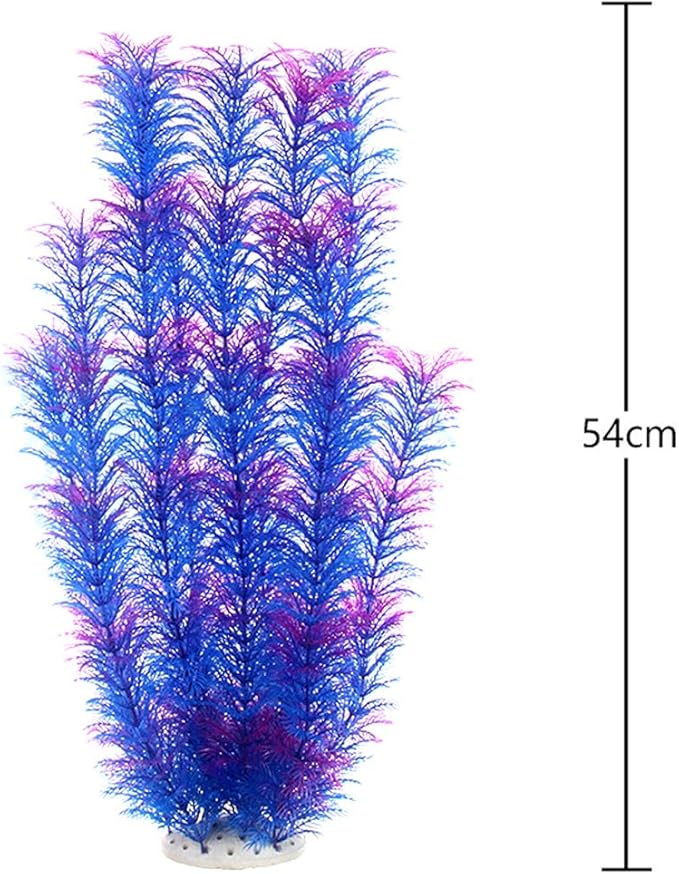 Norgail Large Freshwater Plastic Aquarium Plants Artificial Fish Tank Plants Decoration Ornaments Safe for All Fish 20 Inches Tall Purple Blue 1Pcs