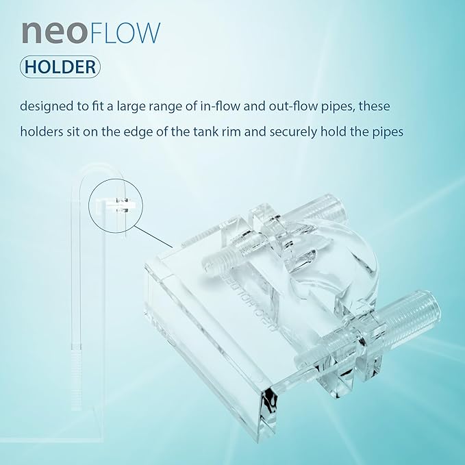 Aquario Neo Holder - Secure Mounting Accessory for Neo Flow Lily Pipes, Rimless Tank Clip, Durable PETG Material - Fits up to ~18mm (Slightly Less Than 3/4") OD Pipes, up to 12mm Glass Thickness