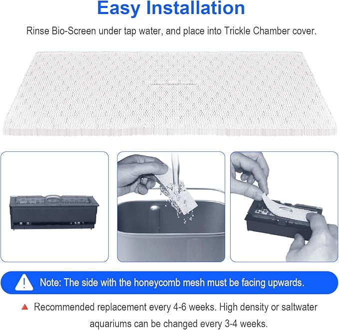 Bio-Screen for Fluval C4 Power Filter, 6-Pack Aquarium Filter Media, Bio Stratum Replacement Parts Aquaclear Canister Aquarium Fish Tank Biological Filter Media