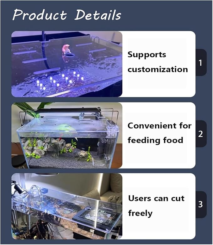 Cat Proof Aquarium Lid, Cuttable Clear Acrylic Aquarium Cover, Jumping Proof Hood with Fresh Air Hole, Customizable(46x20in/116.84x50.8cm)