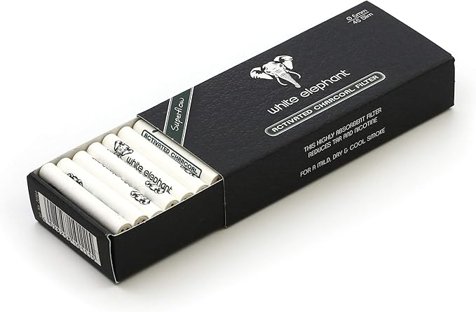 White Elephant 45 Filters x 6mm Active Charcoal Pipe Filter from Germany