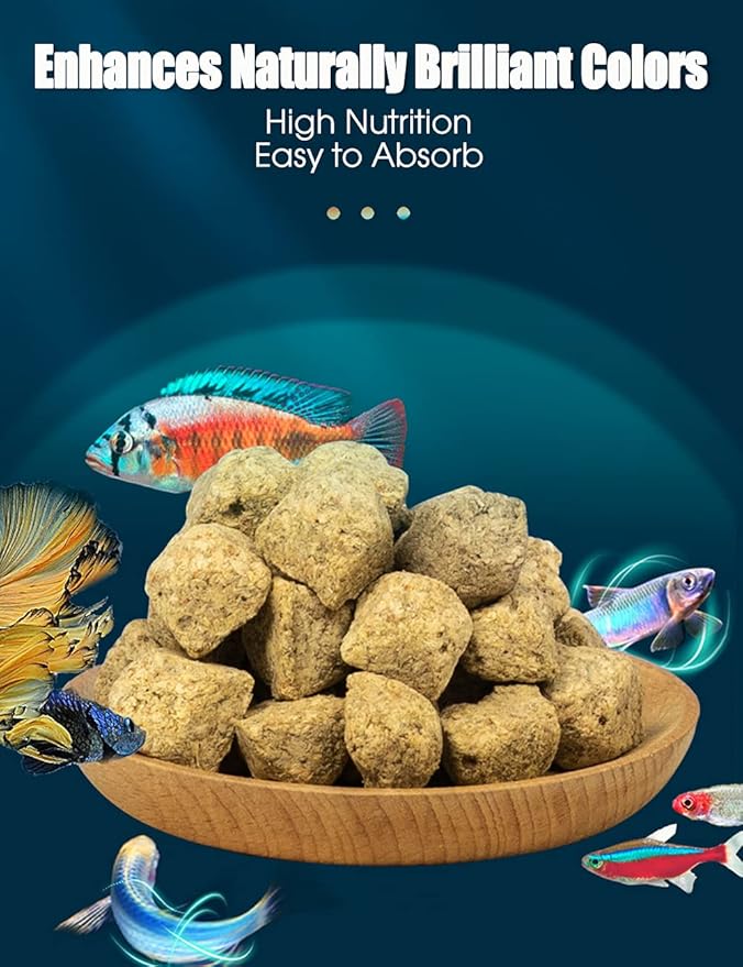 Brine Shrimp Cubes All Natural Tropical Fish Food for Small to Medium Sized Saltwater & Freshwater Fish - Betta Guppy Discus Cichlids Discus Goldfish Angel Fish