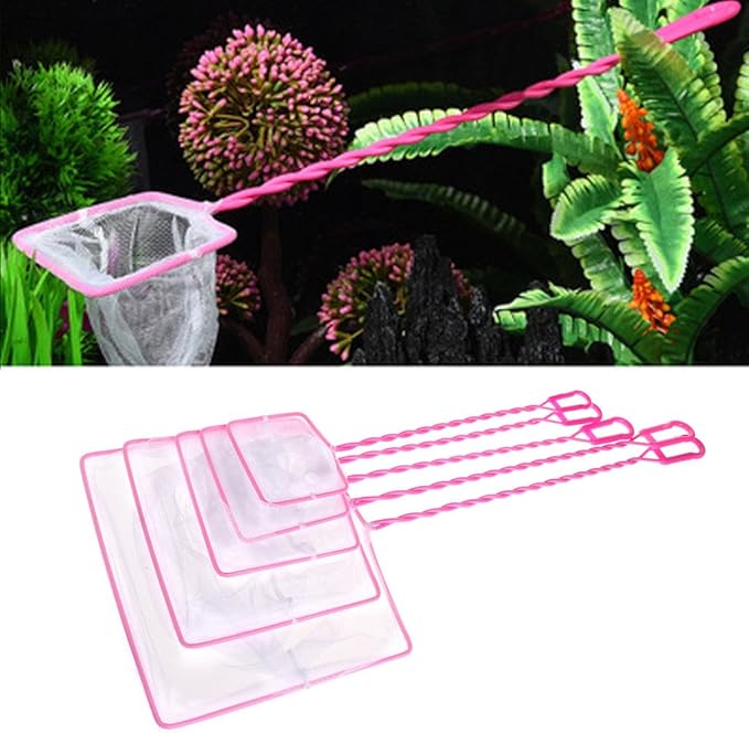 Fishing Tank Net Plastic Soft Square Mesh Fish Shrimp Capture for Aquarium Tools Pink Rectangle 4