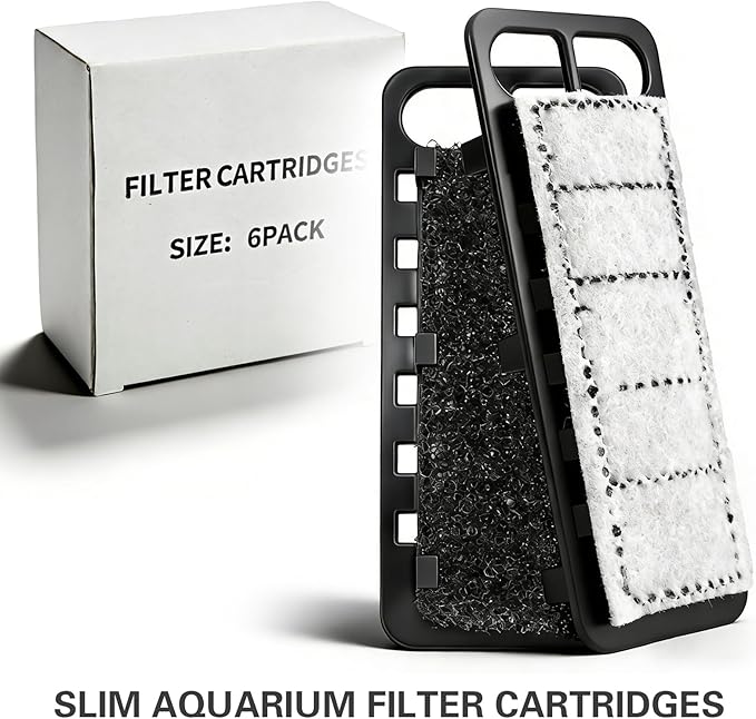 6 Pack Fish Tank Filter Cartridges, 3-Stage Filtration (6)