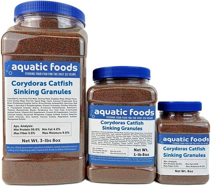 Corydoras Catfish & Loach Spirulina and Color Enhancing Sinking Granules. Ideal for All Bottom Tropical Fish…8oz Jar