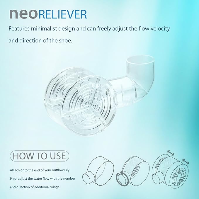 Aquario Neo Reliever - Freshwater Planted Aquarium Flow Controller for/fits Neo Flow Lily Pipes, Rimless Tank Water Flow Accessory - Large, 17mm ID for/fits 5/8"(16/22) Tubing