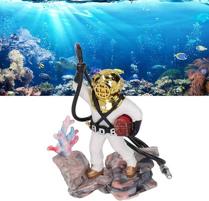 Zerodis Diver Aquarium Decoration, Diver Fish Ornament Aquarium Decorations Kit Floating Device Aquarium Accessories Ornament Play Toy for Fish (White)