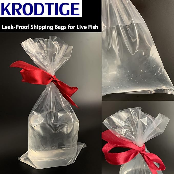 100 Pcs 6"x22" Clear Plastic Fish Bags,3 Mil Thick-Leak-Proof Shipping Bags,for Marine and Tropical Fish Transport,Bottom Seal Storing Leak-Proof Shipping Bags for Live Fish