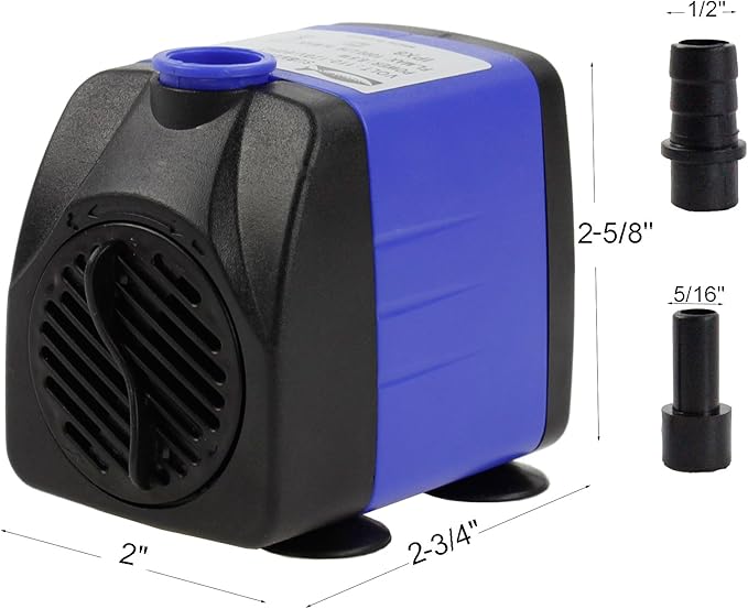 AQUANEAT Small Fountain Pump, 265 GPH Submersible Water Pump for Aquarium Fish Tank, Outdoor Water Fountain, Hydroponics, Pond Filter Pump