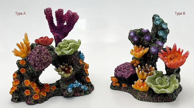 S-Lifeeling Charming Resin Coral Reef Ornament - Realistic Aquarium Decor Gift for Fish & Shrimp Hideaway, Suitable for Freshwater & Saltwater Tanks (6.1 x 4.1 x 6.1 inches)