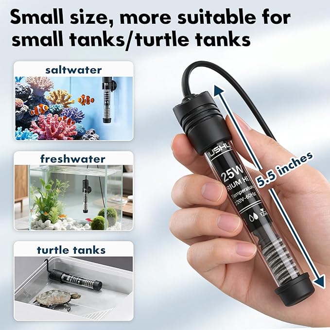 Orlushy Submersible Aquarium Heater, Adjustable Fish Tahk Heater with Free Thermometer Suitable for Marine Saltwater and Freshwater