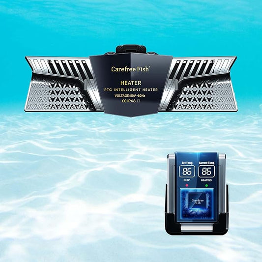 Carefree Fish Aquarium 300W 2IN1 PTC Ceramic Heater PID Control Digital Dual Independent Chip Control The Safest Most Accurate and Fastest Heater for Freshwater and Saltwater Tank (No Cooking Fish)