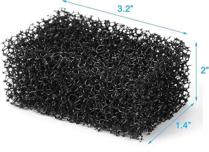 AQUANEAT Aquarium Replacement Filter Sponges 4 Pack for Hang on HOB Power Filter Small Fish Tank Filter up to 3 Gallon/ 5 Gallon (up to 5Gal)
