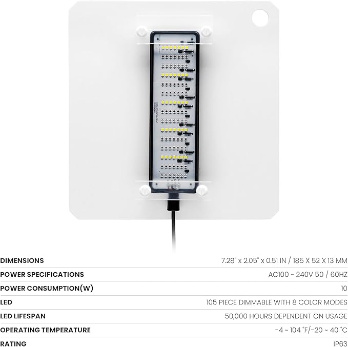 Ultum Nature Systems Refugium Light - Small Customizable Submersible Aquarium LED Lamp w/Inline Timer, Full Spectrum Grow for Chaeto Macro Algae Saltwater Reef Tanks - Clip On