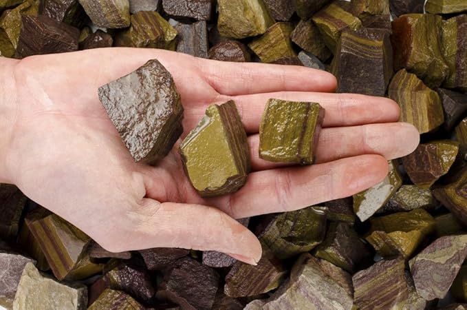 Fantasia Materials: 18 lbs Brinjal Stripe Jasper Rough Stones from India