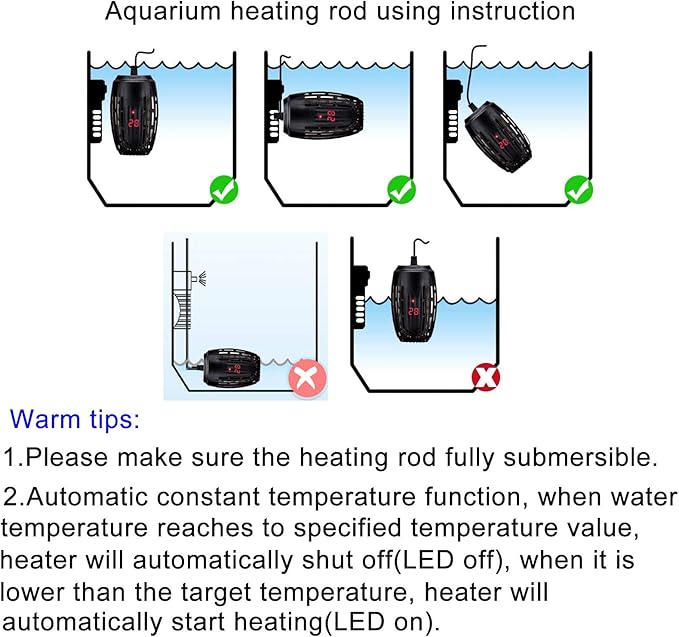 Aquarium Heater 200W Fish Tank Submersible Heater Turtle Heat Rod with Temperature Display External Temperature Controller for Betta Frogs Newts Turtles (200W with LED Display)