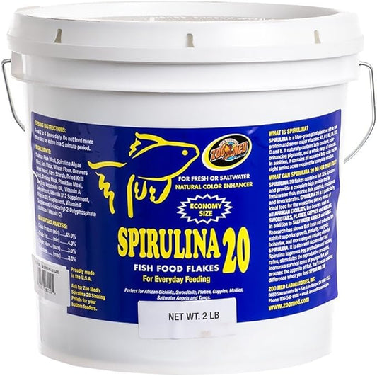 Zoo Med Spirulina 20 Fish Food Flakes (2 lb)
