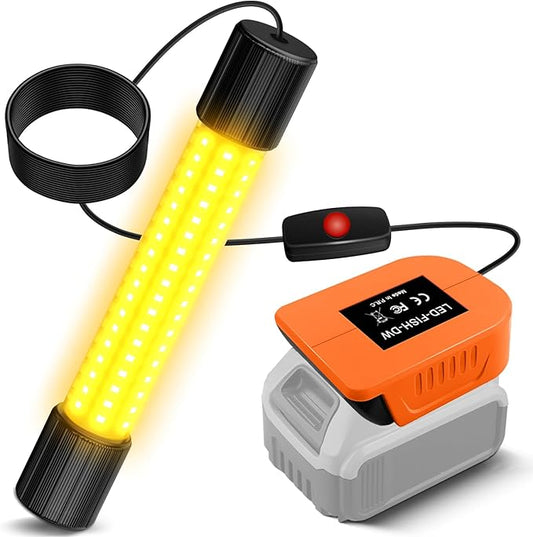 Underwater Fishing Warm Light Compatible with DeWalt 20V Battery,1300 Lumens, LED Light for IP68 Waterproof Submersible Fish Attracting, Night Fishing for Docks Boats or Kayaks(no Battery)