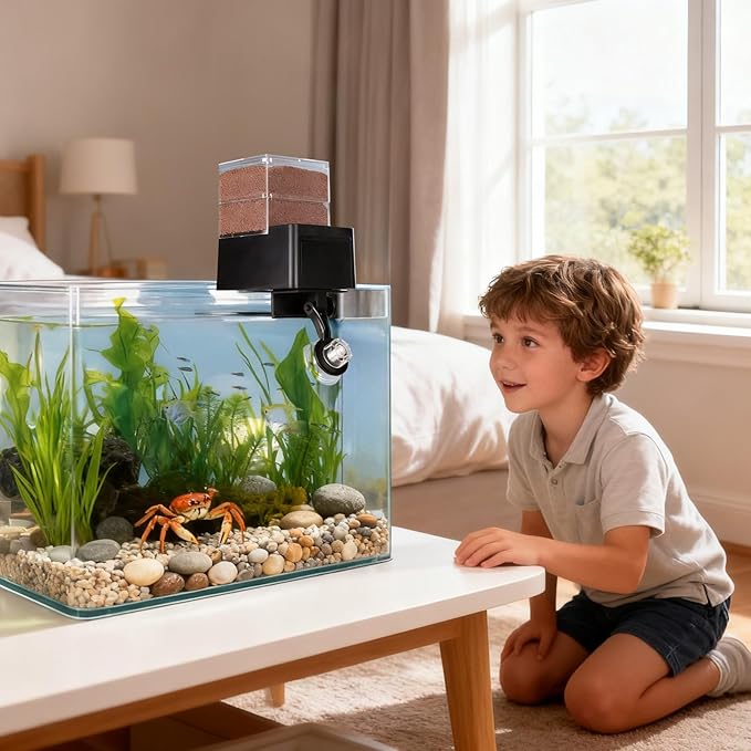 Smart Automatic Fish Feeder, Adjustable 5-Speed Airtight Timer & Aquarium Auto Feeding Device, Pet Supplies for Home Tank Turtles Betta Fish Pond Shrimp Hamster Water Bait Feeding, Convenient