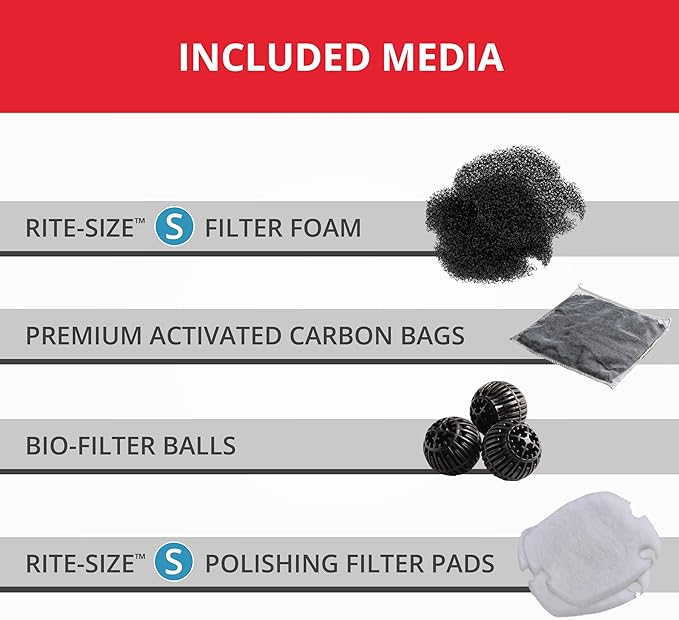 Marineland Magniflow 180 Canister Filter For Freshwater, Saltwater Aquariums Provides 3-Stage Mechanical, Chemical And Biological Filtration For a Clean Tank, With Rite-Size S Filter Media, 1 Count